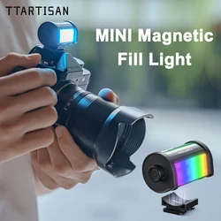 TTARTISAN Full Color RGB Fill Light Video Light Magnetic Mount Reteo Film Mini 0.5W 3000/4500/6000K CRI 95+ 300mAh Cold Shoe