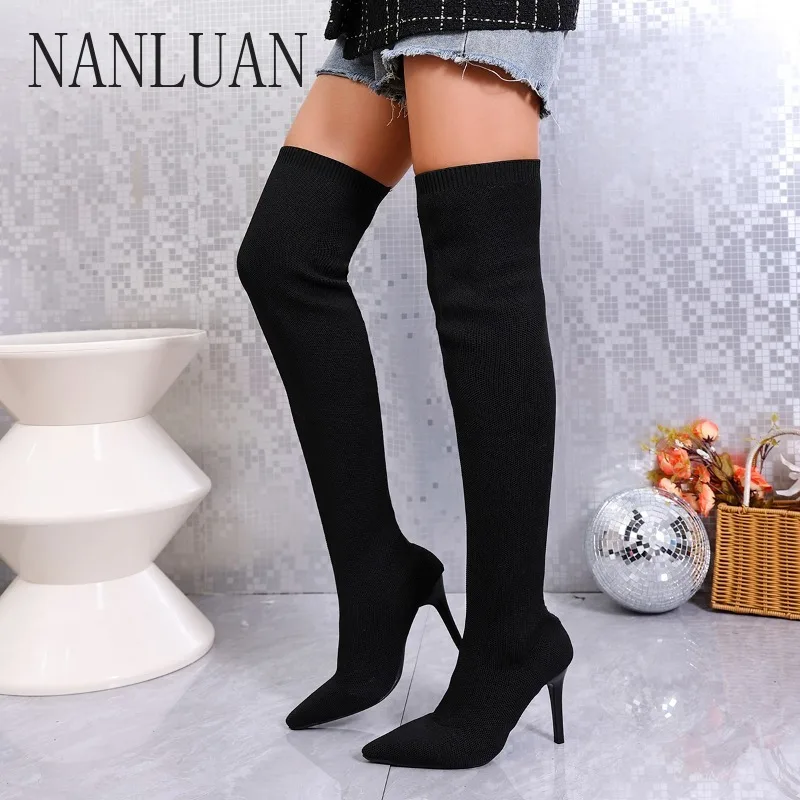 

2024Boutique High-quality Sexy Women's Boots New Solid Color High-top Over-the-knee Women's Shoes Stiletto Fashion Fashion Boots