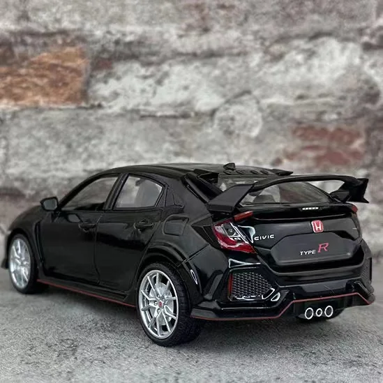 1:24 HONDA CIVIC TYPE-R Simulation Alloy Diecast Toy Car Model Sound and Light Children\'s Toy Collectible ornament Birthday Gift