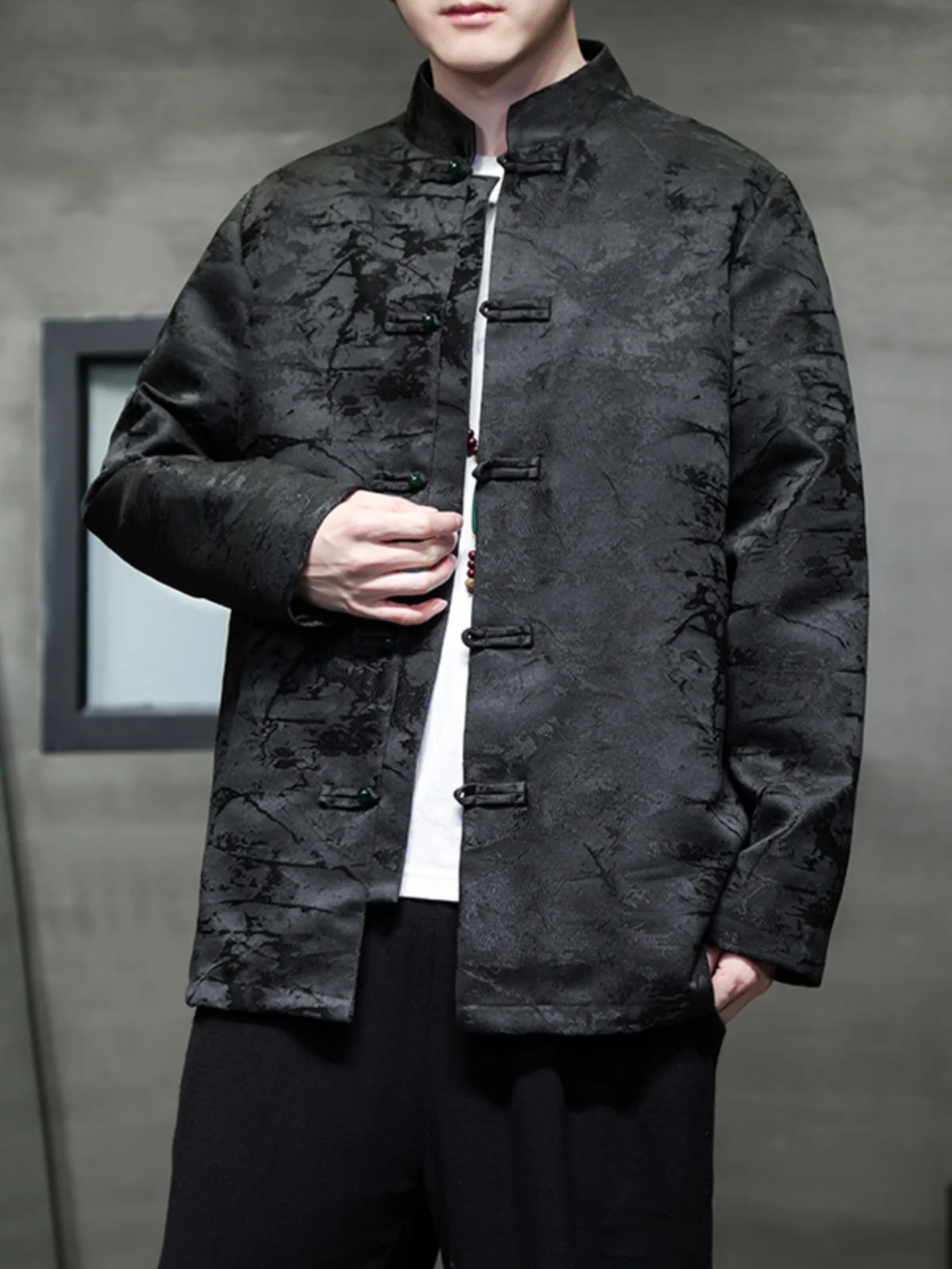 

Мужская свободная повседневная куртка-ханьфу с длинным рукавом в новом китайском стиле, большие размеры, одежда в стиле дзен-буддизма, пальто для медитации