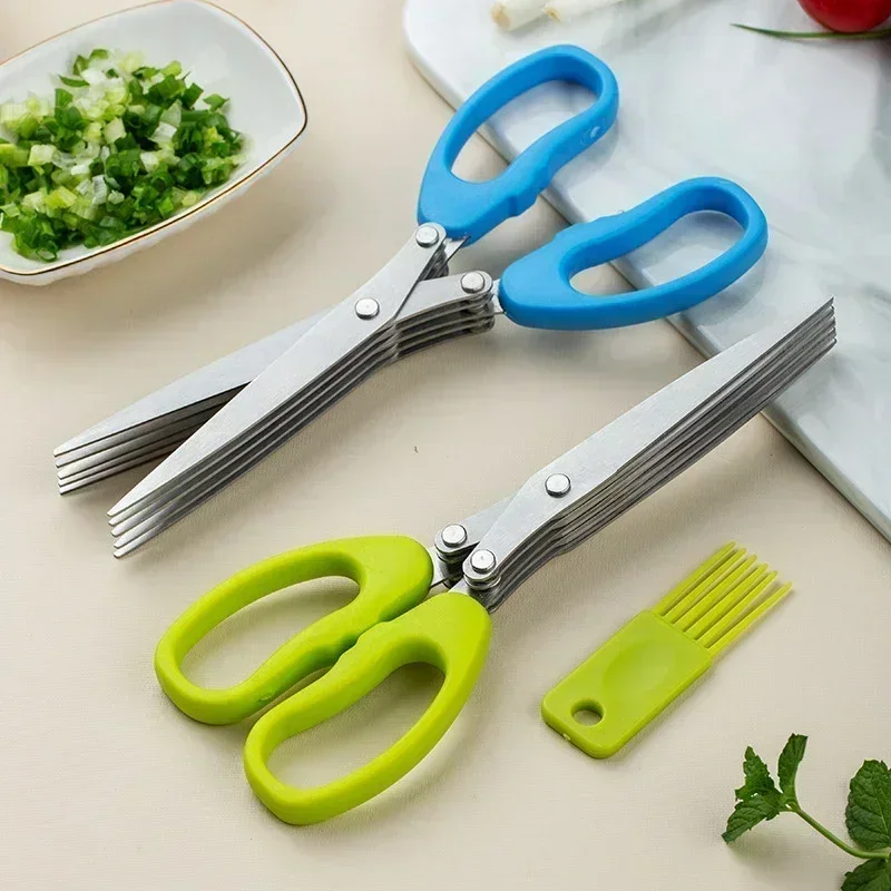 Shredded Cut Scissors Five-layer Laver Scallion Cooking Chopped Tool Kitchen Steel Pepper Multi-functional Cutter Stainless