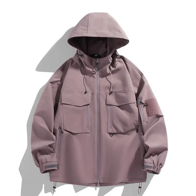 Men's Trendy Hooded Windbreaker Jacket Spring 2025 Outdoor Fashionable Versatile Coat for Casual Wear