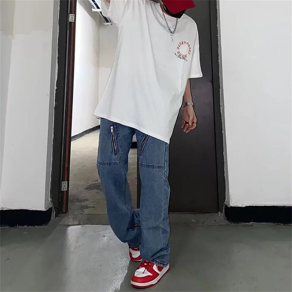 Men Jeans Wide Leg Denim Pant Loose Straight Baggy Men's Jeans Streetwear Skateboard Pants S-4XL Neutral Trousers Hip Hop Casual