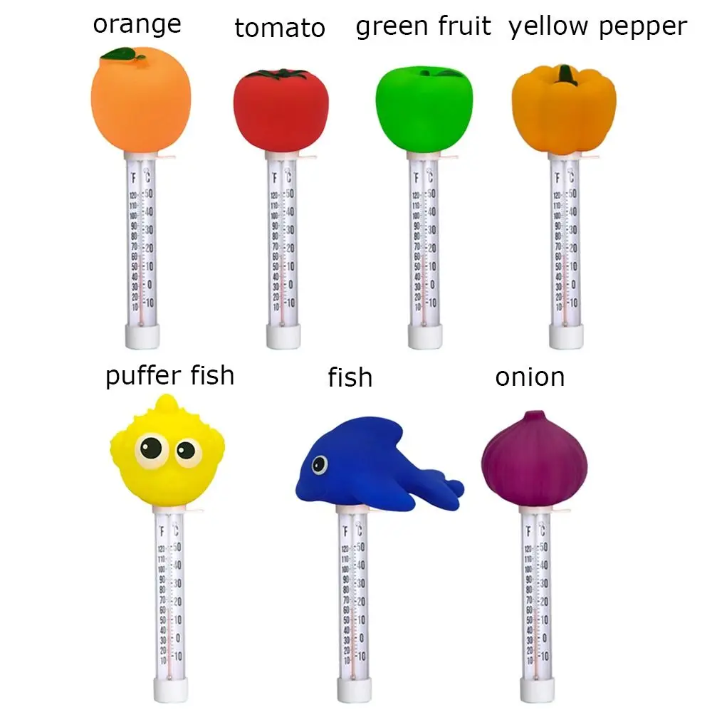 Termometer apung multifungsi, alat pembersih kartun, termometer kolam renang, pengukur suhu air luar ruangan dan dalam ruangan