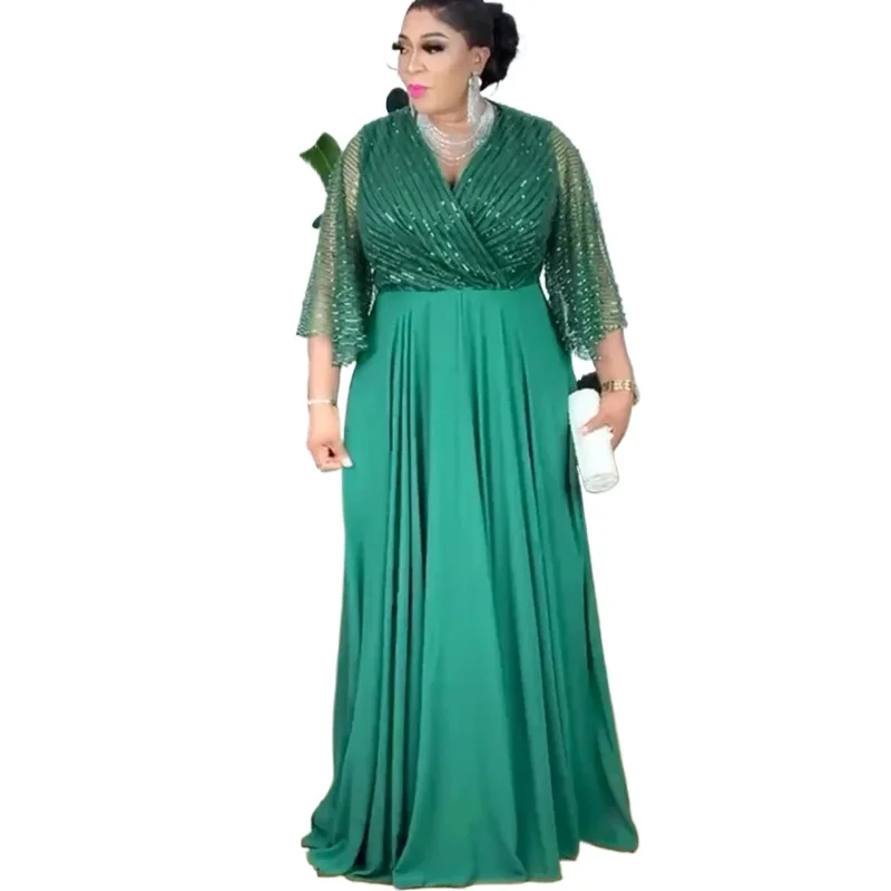 

Plus Size African Party Dresses for Women Dashiki Ankara Sequin Wedding Evening Gown Elegant Turkey Muslim Maxi Dress 2026 New