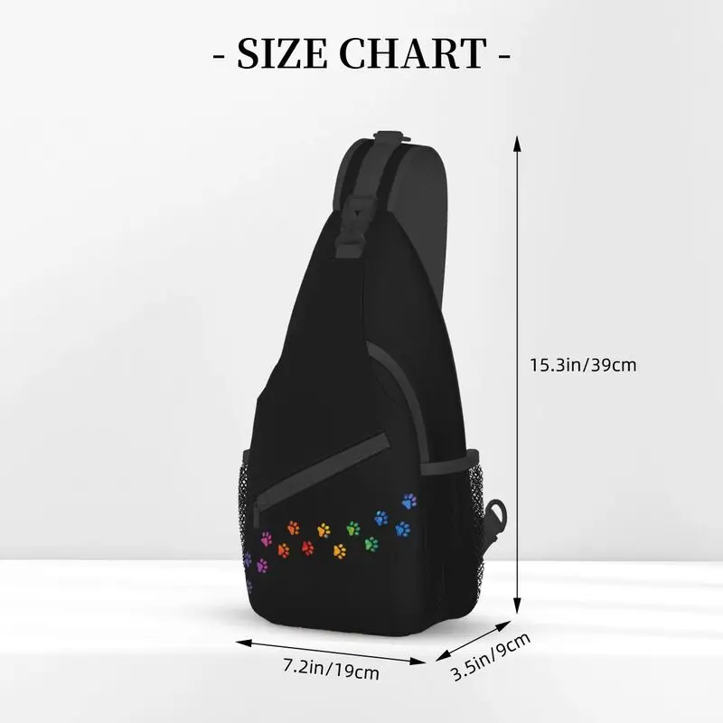 Fashion Colorful Dog Paw Crossbody Sling Backpack Men Shoulder Chest Bags for Traveling