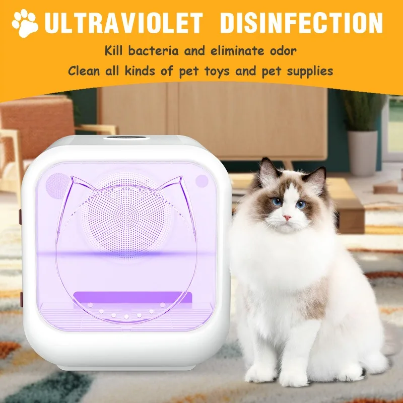 Fast Automatic Pet Dryer for Cats Dogs, Adjustable Temp Quiet Cat Dryer with Five Air Vents, 360 Drying Cat Dryer Machine