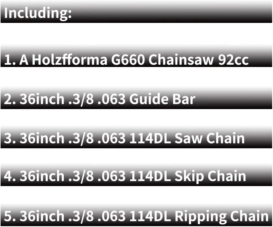 Holzfforma G660 Blue Thunder Chainsaw Power Head With 36Inch 3/8” .063” 114Dl Guide Bar Standard Ripping And Skip Chain Combo