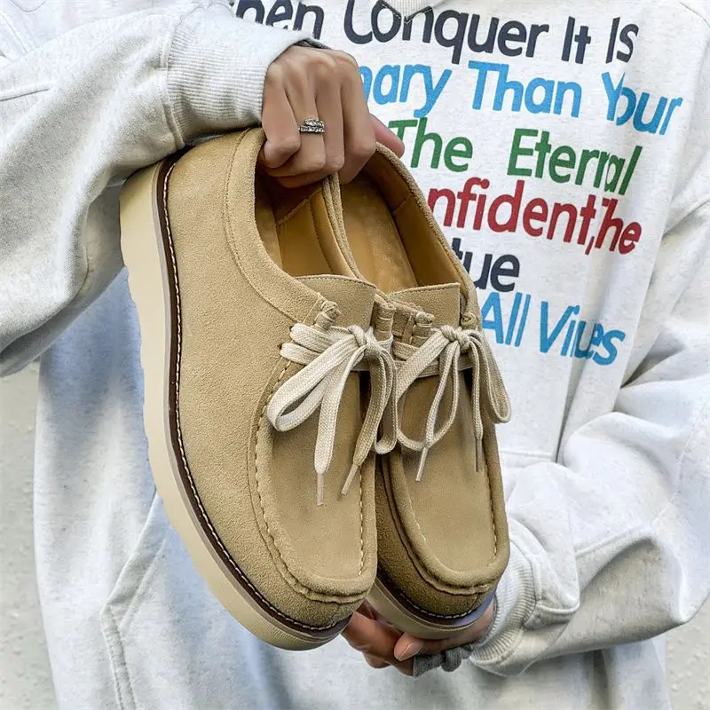 

Kangaroo oe Trendy Leather Men's Briti Sle Thi Bot Casual Work oes Heightening American oes