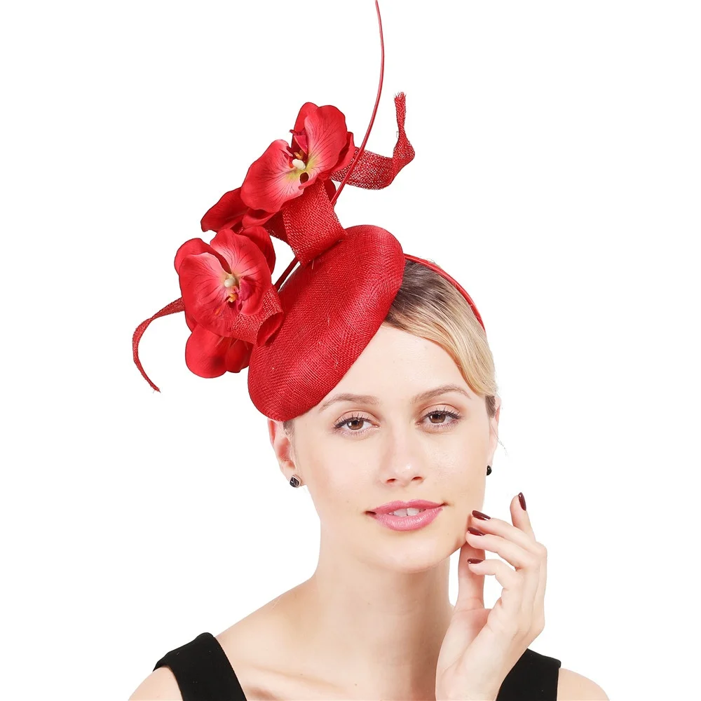 Hochwertige Sinamay-Fascinator-Hüte für Damen mit Haarspange für Hochzeit, Kirche, Party, Rennen, Kopfbedeckung, Braut, Hochzeit, Haarschmuck – Detail 4