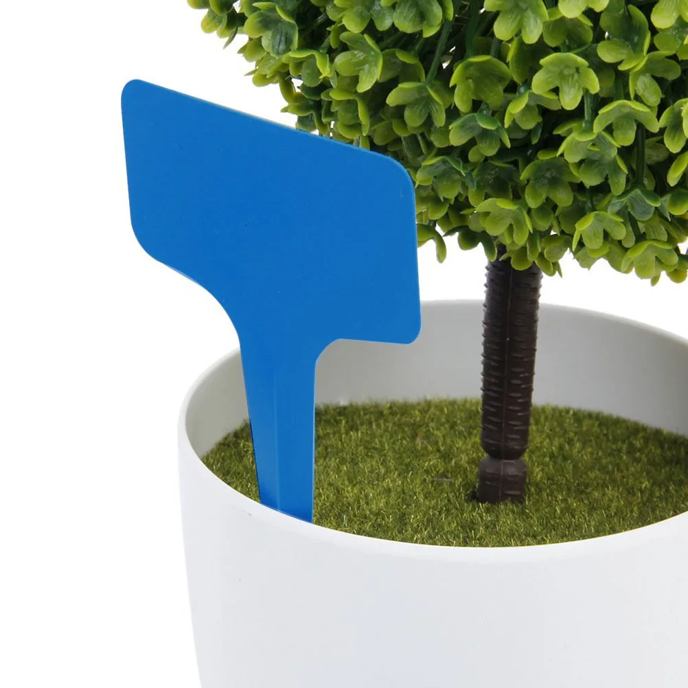 

100Pcs 6X10Cm Blue Plastic Plant TType Tags Durable Garden Markers Uv Resistant Nursery Labels