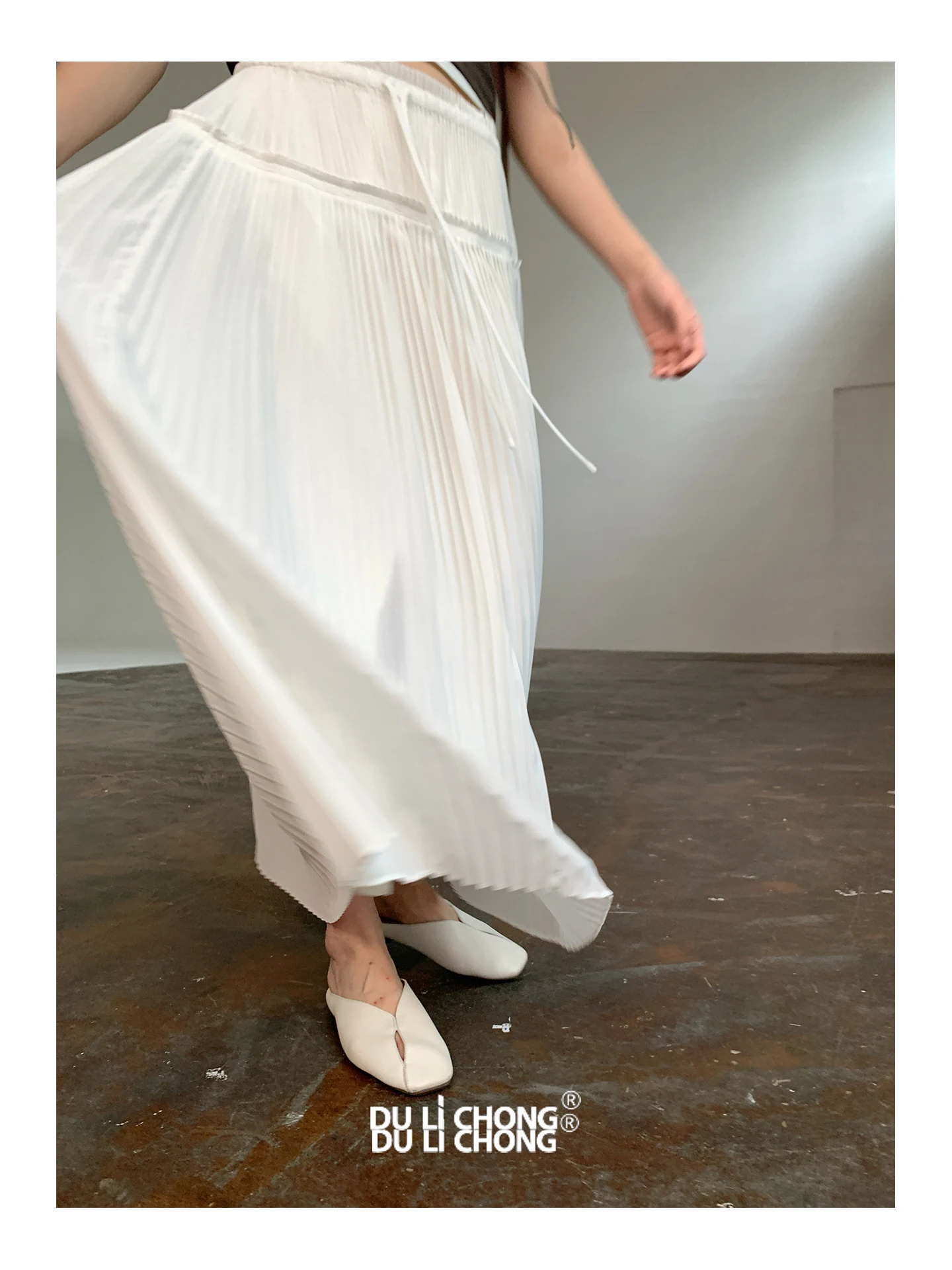 

Весенне-летняя гибкая плиссированная юбка средней длины для женщин, уникальный дизайн, на шнурке, в деловом стиле, облегающая