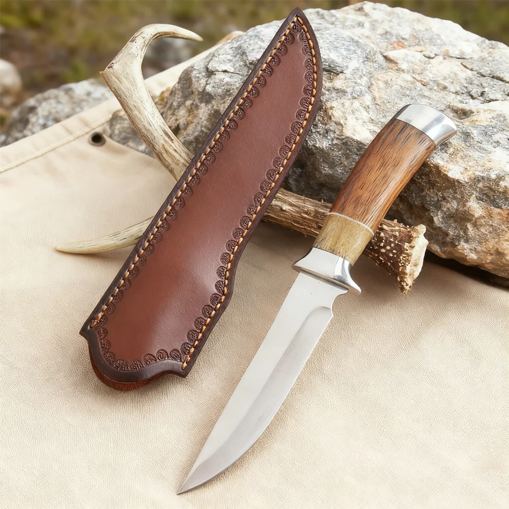 25.5CM First Layer Cowhide Fixed Blade Knife Sheath Belt-Mounted for Hunting DIY Holster