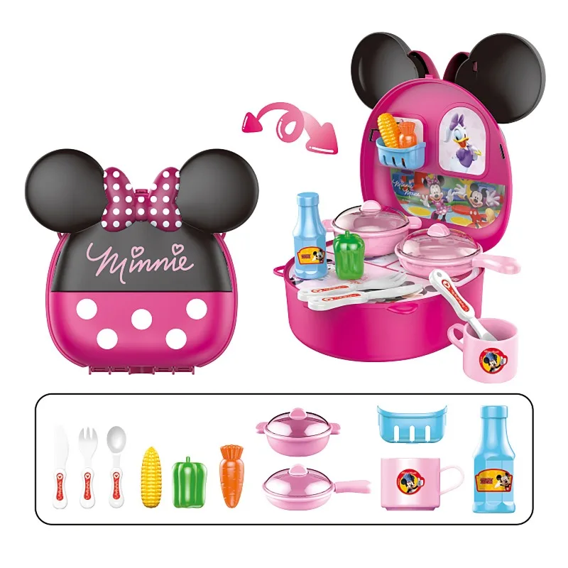 Disney Mickey Minnie Cartoon carino che gioca a casa piccola borsa a tracolla Kawaii Girl trucco borsa a tracolla giocattoli educativi per bambini regali
