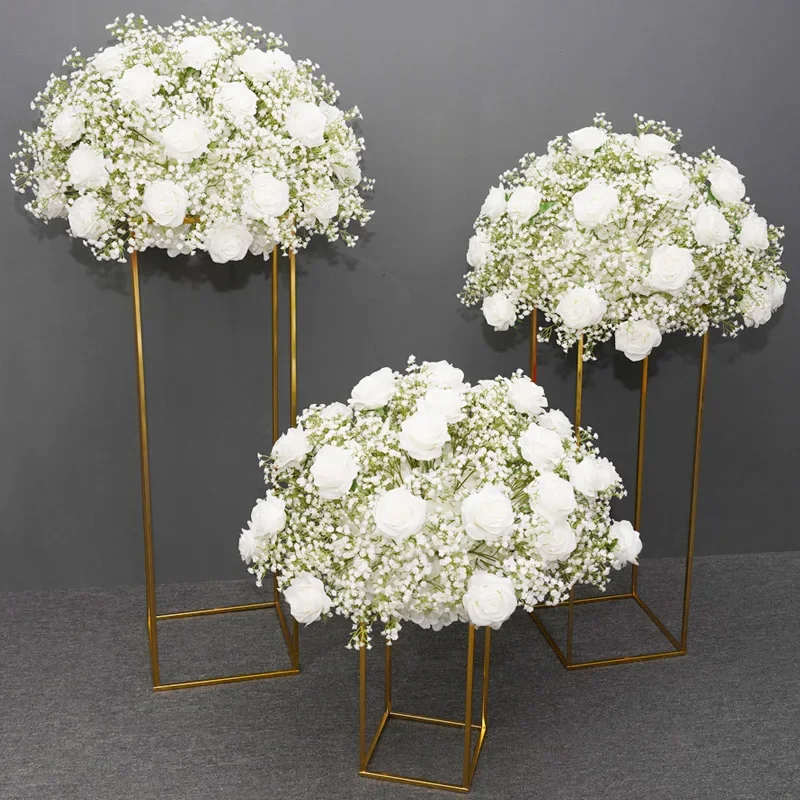 Artificial Flowers Wedding Background Party Banquet Babysbreath Table Centerpiece Welcome Sign Flower Row Home Decor Floral Ball