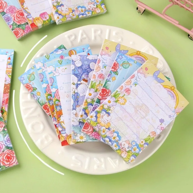 4 Uds (200 páginas) Bloc de notas Dream Garden papel grueso almohadillas para mensajes para el hogar, la Oficina y la escuela Mini suministros estacionarios lindos 2,95*4,33 pulgadas