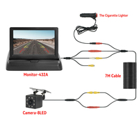 4.3 TFT LCD HD Screen Folding Car Monitor with Rear View Camera  8 LED Backup for Vehicle Parking Easy Installation