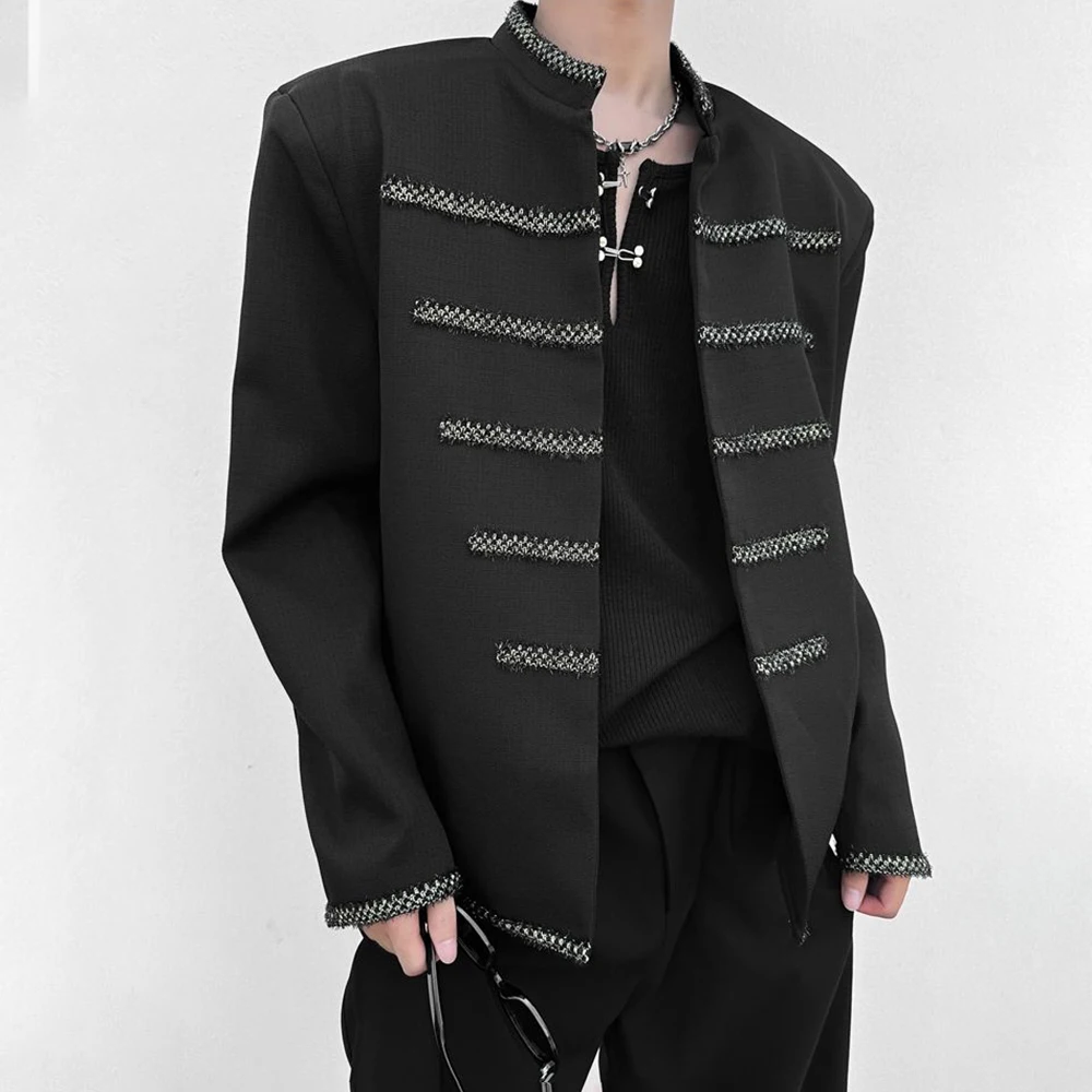 Mens Jacket Woven Casual Jacket Palace Style Fashion Streetwear Versatile Youth Campus Trend Long Sleeve Top Men'S Clothing 2024