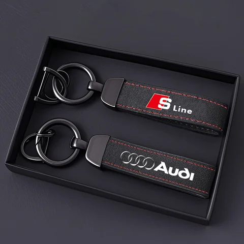 아우디 S라인 A1 A2 A3 A4 A5 A6 A7 A8 Q1 Q2 Q3 Q4 Q5 Q6 Q7 Q8 TT S5 B8용 자동차 로고 키링 액세서리 남성 스웨이드 키체인
