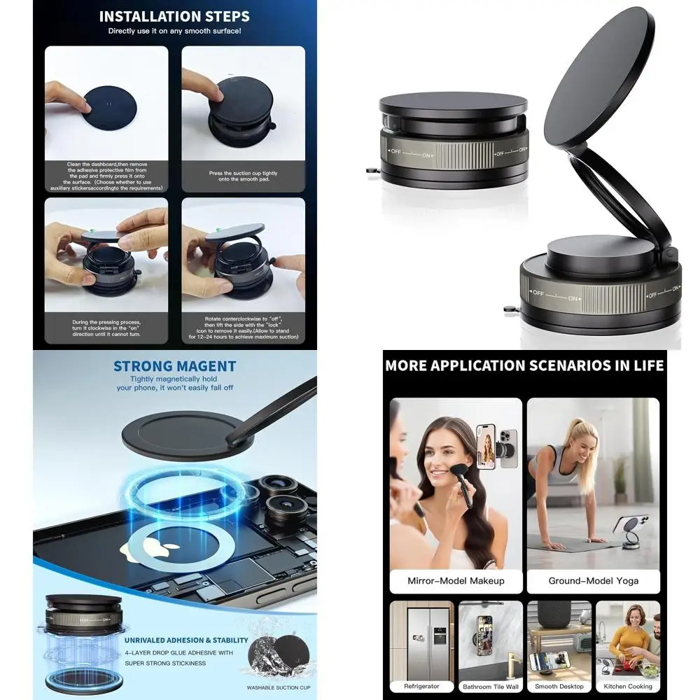 

Двойной набор 360 ° Вращающиеся магнитные держатели для телефона в автомобиль, выдвижные и портативные, совместимые с iPhone 17 Pro Max/Air/Pro/16