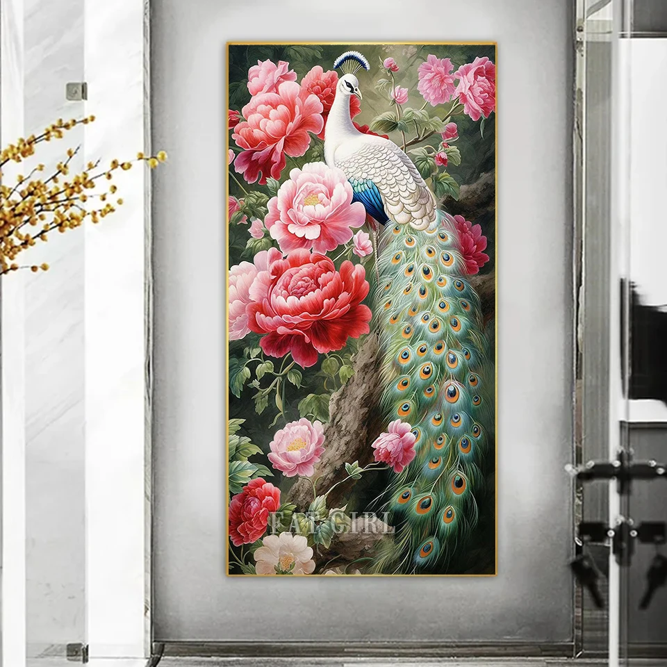 Diamond Painting Cross Stitch Kits Peony Peacock 5d Mosaic Large Size Chinese Style Landscape Embroidrey Decor New Arrivals N53