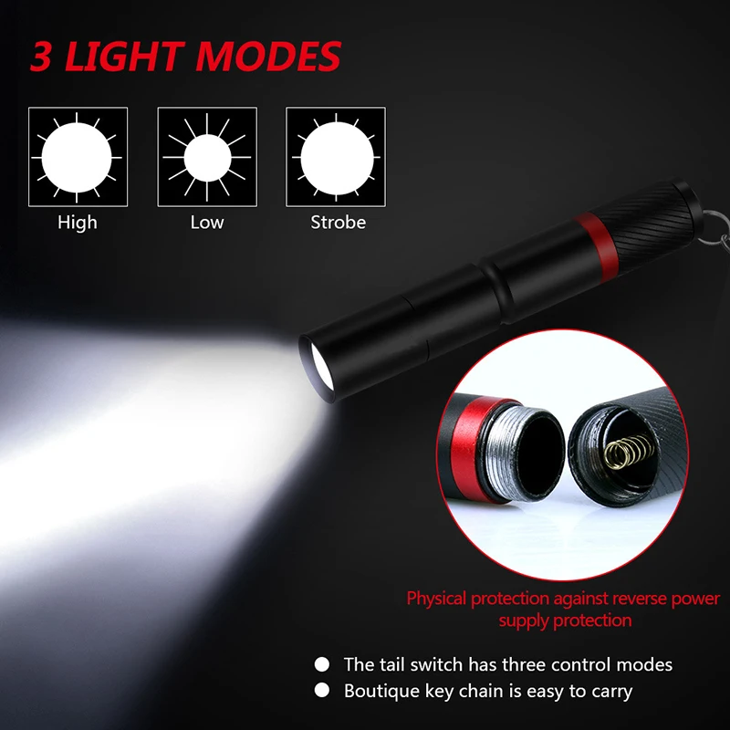 Mini LED Flashlight XPE Portable Zoom Pen Light Waterproof Torch Camping Emergency Outdoor Walking Lantern Keychain Flashlight