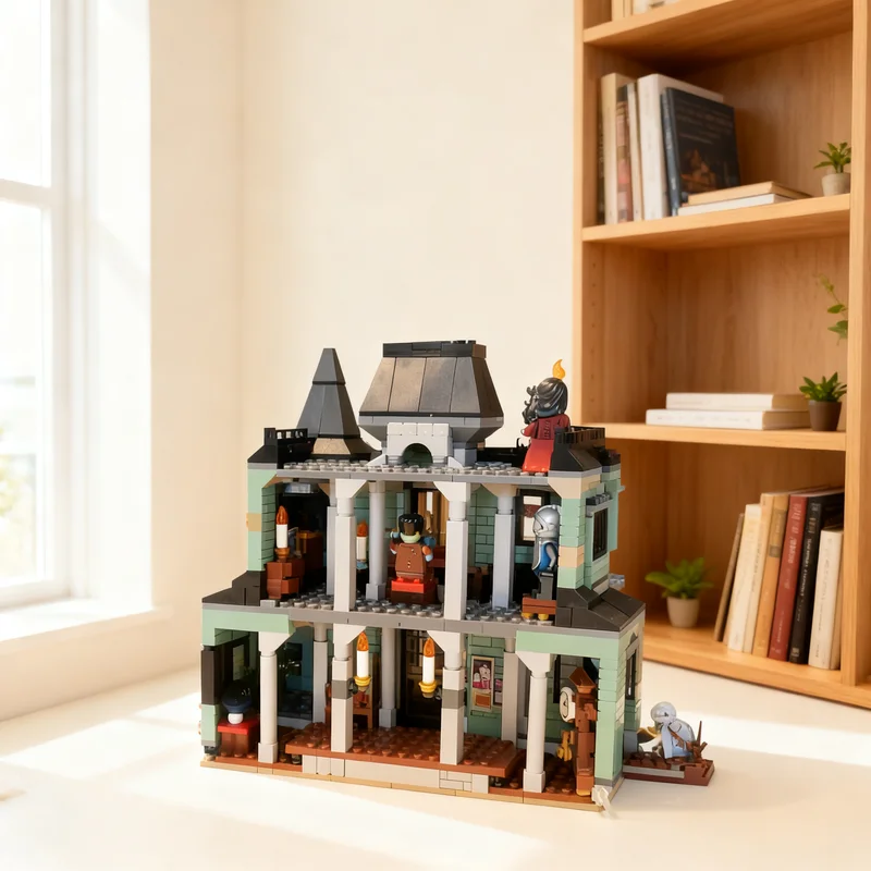 144pcs MOC Haunted Manor Interior Extension Seasonal Halloween Model Toy Building Blocks Architecture Christmas Gift Collection