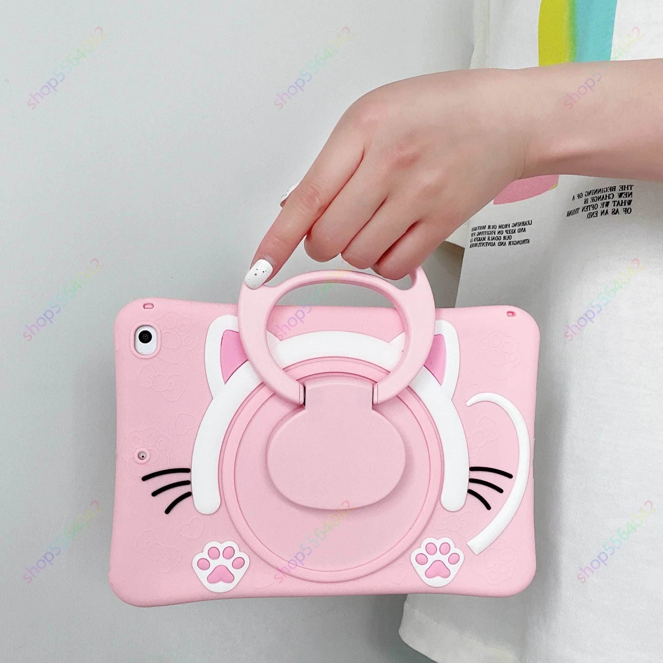 Cute Cat Case for Samsung Galaxy Tab A9 Plus/A9+ 11 Inch A9 8.7\'\' A7 Lite T220 S6 Lite 10.4 A8 10.5 Kids Silicone Case Kickstand