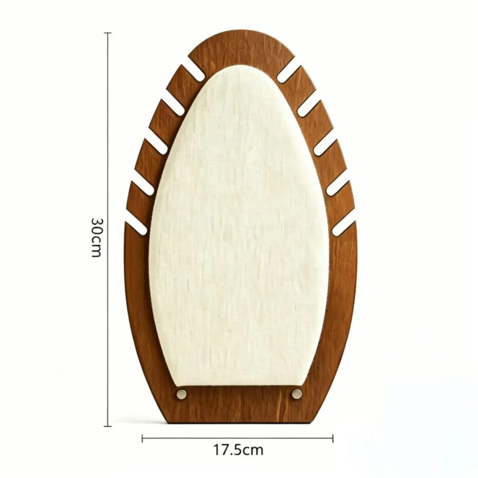 Tabletop Walnut Display Stand for Jewelry Showcase with Linen Accent and Stainless Steel Fasteners for Retail Use
