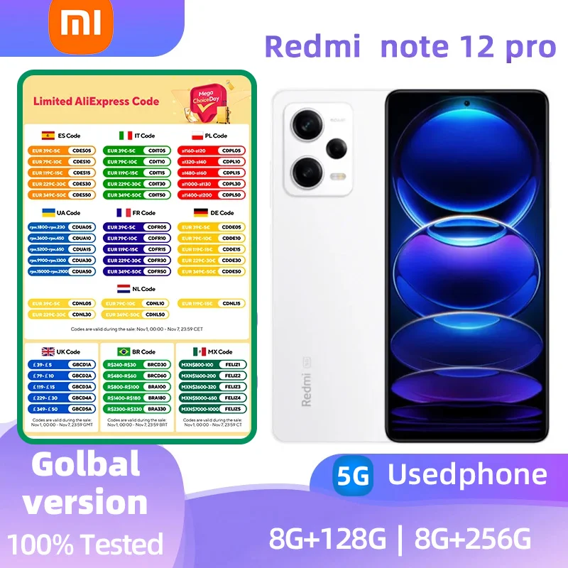 Xiaomi Redmi note 12 pro 5G Android 6.67 inch RAM 8GB ROM 256GB Qualcomm Snapdragon 778G used phone