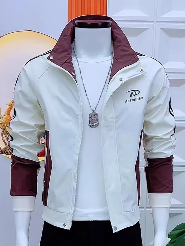 

Slim Fit Stand Collar Men's Jacket Fashionable Korean Style Spring Autumn New Arrival Stylish Versatile Trendy Brand Top