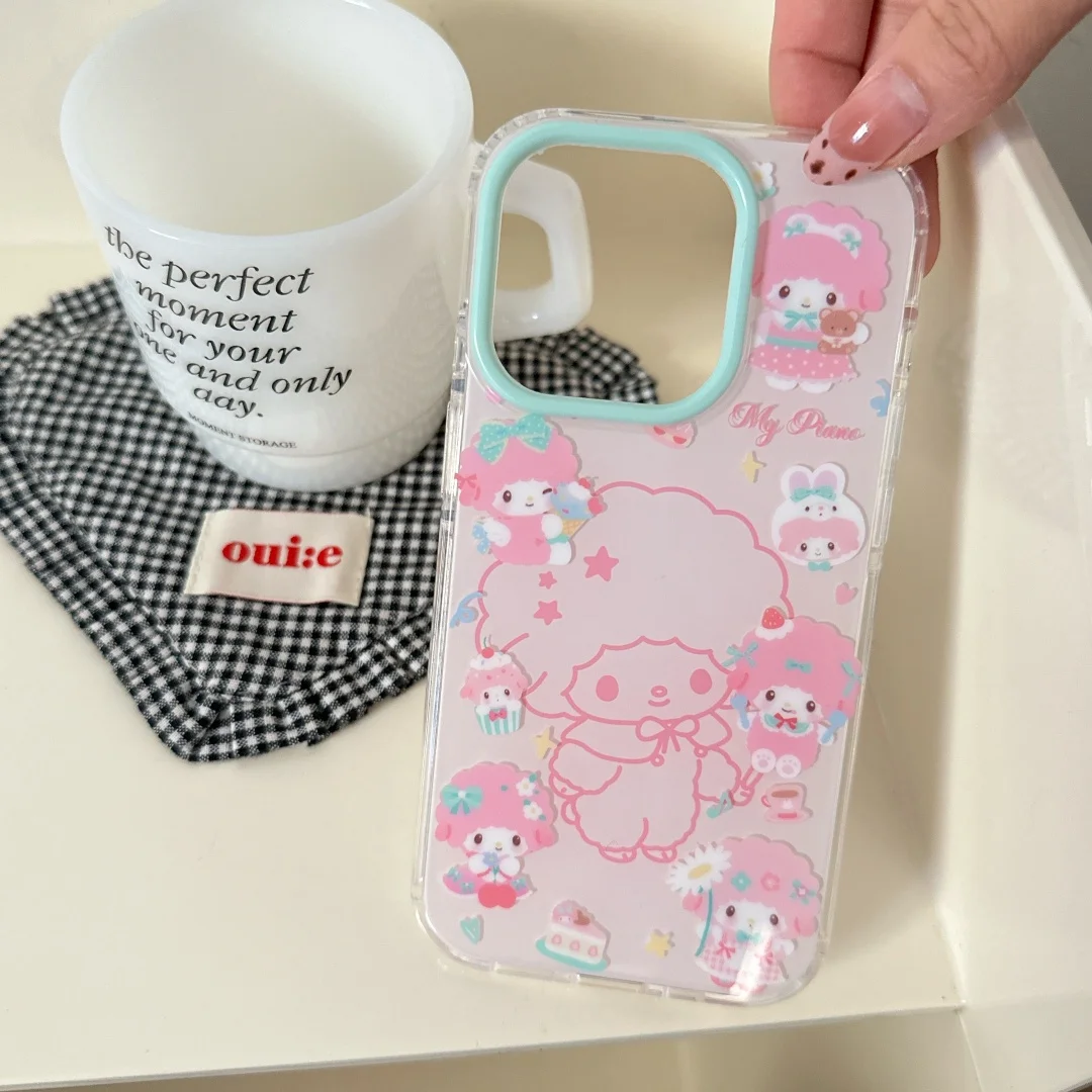 Koreanische schöne My Sweet Piano kleine Schafe Telefon Soft Case für iPhone 16 15 14 13 12 Pro Max rosa Mädchen Abdeckung ﻿ ﻿