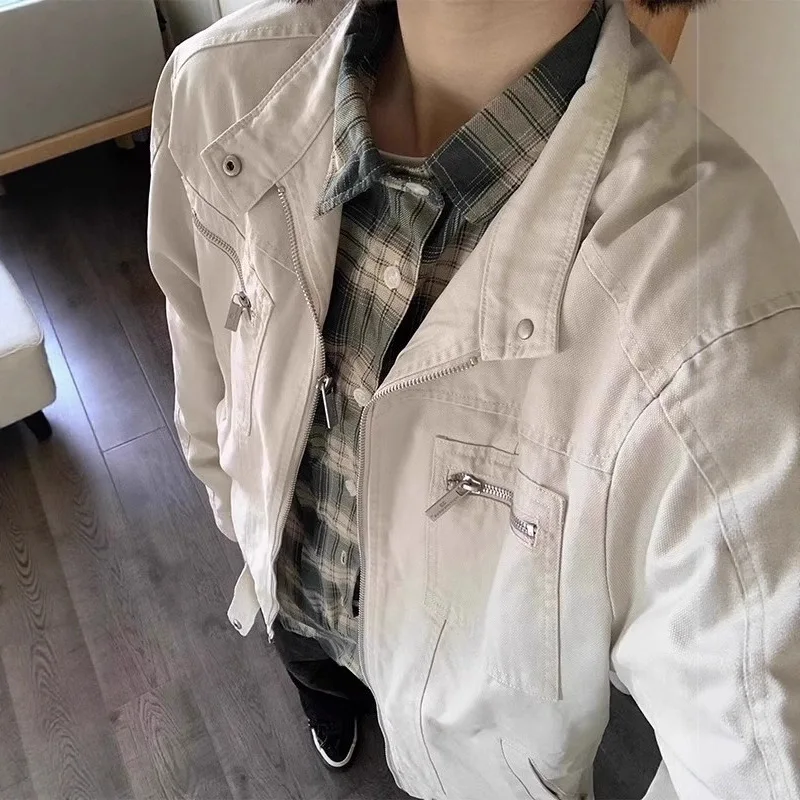 

Американское ретро стираное парусиновое мужское новое весеннее пальто со свободным воротником-стойкой, рабочая одежда