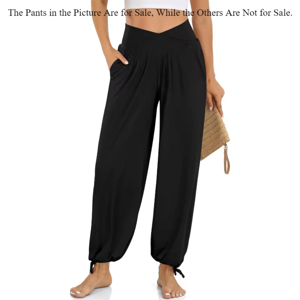 

Crossed V-shaped Waistband And Elasticated Ankle Cuffs Women Plus Size Casual Pants