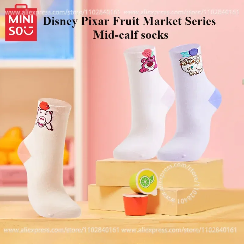 MINISO Disney Pixar Fruit Market Series Mid-calf Socks Protruding Stockings Cartoon Peripheral Lotso Ham Billy Goat Gruff