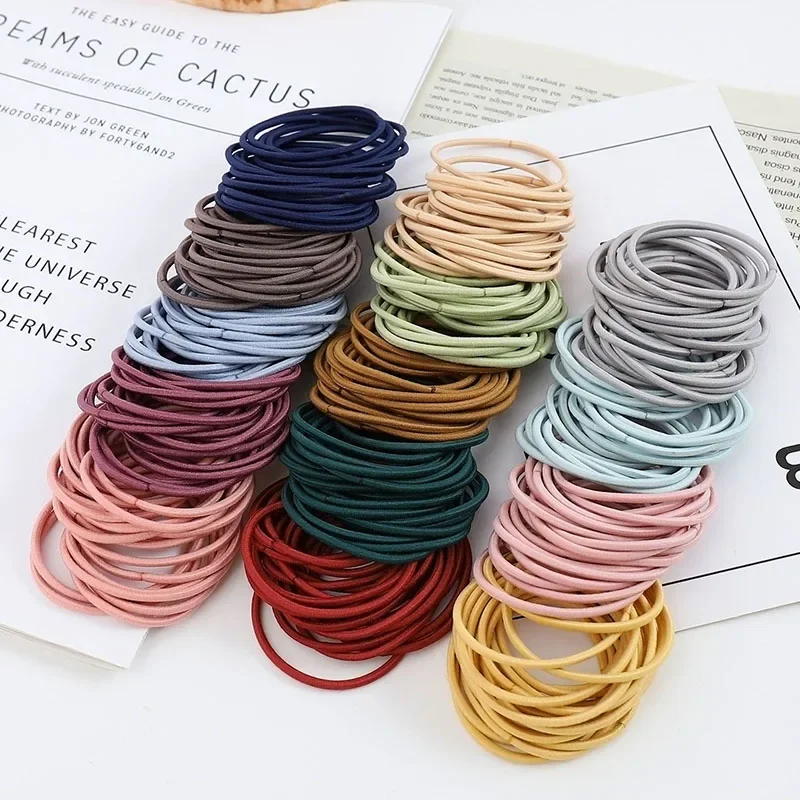 10/30/50/100pcs Women Girls Hair Rubber Bands Hair Tie Ropes Elastic Hairband Ponytail Holders Headbands Scrunchies Black 5mm