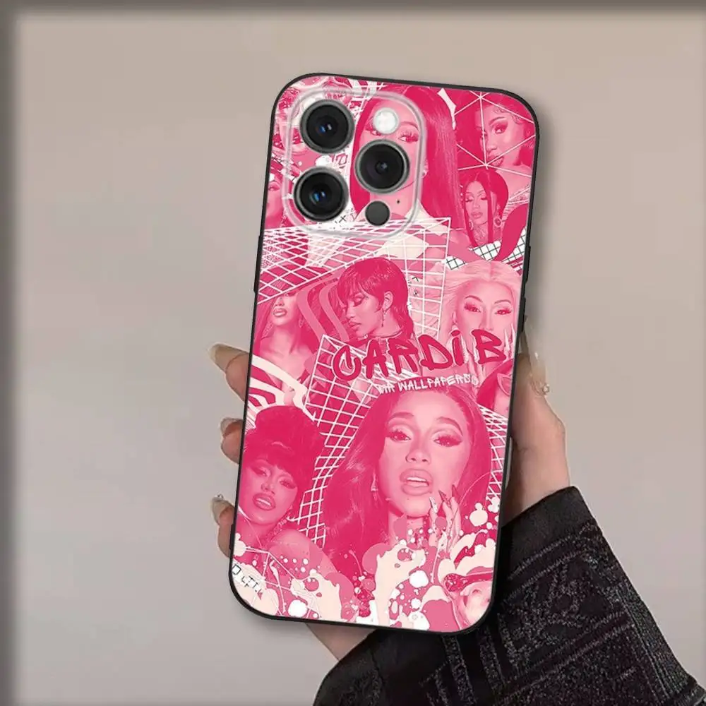 حافظة هاتف C-Cardi B Am I The D-Drama لهاتف iPhone 17,16,15,14,13,12,11,Pro,Max,Plus,Air,X,XS,XR,SE,8,7,Mini,Soft Black Funda