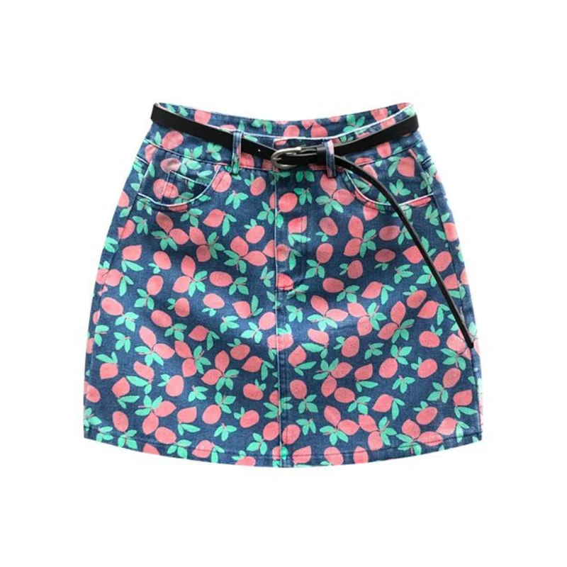 Korean Style High Waist Floral Denim Mini Skirt Women's Summer 2026 Fashion Short A-Line Half Body Skirt for Petite Spicy Girls