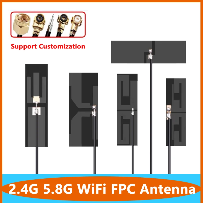 10PCS Dual-Frequency FPC 2.4G 5.8G Antenna, Flexible Adhesive FPC PCB Dual Band Internal Omni WiFi Aerial With SMA U.FL