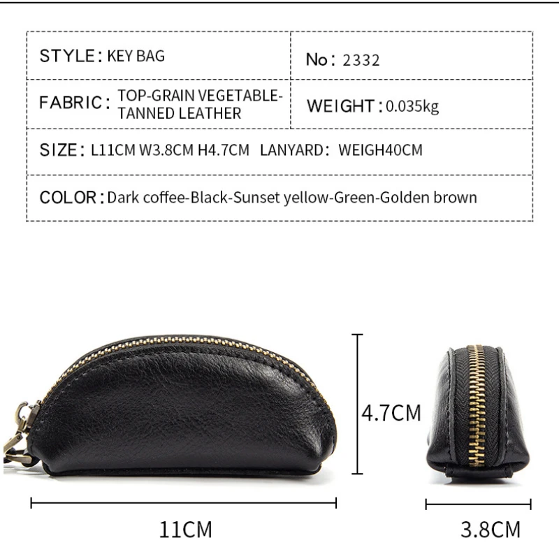 Genuine Leather Coin Purses Pouch Change Purse With Zipper For Men Women Minimalist Wallets Lightweight Coin Lipstick Pocket