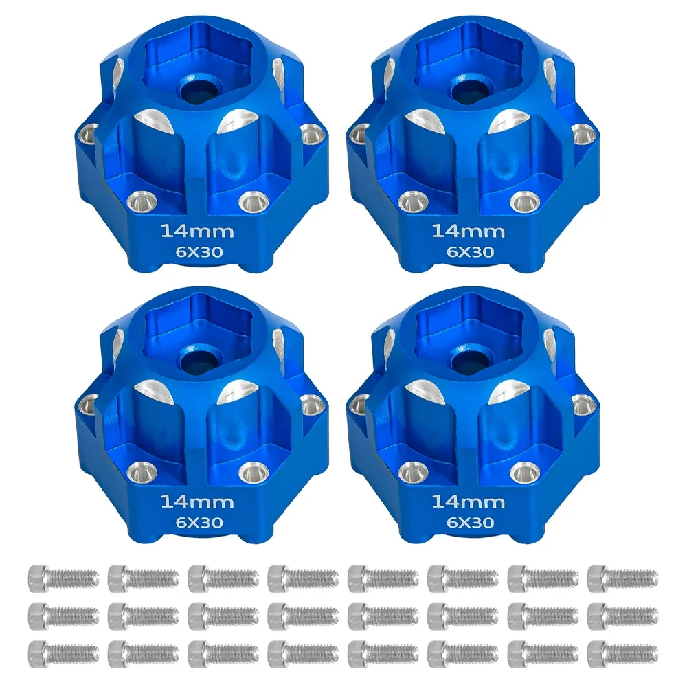4 Pcs Aluminum 6x30 to 14mm Hex Adapter RC Car Accessories for 1/10 Proline Arrma Senton Granite Upgrade Parts