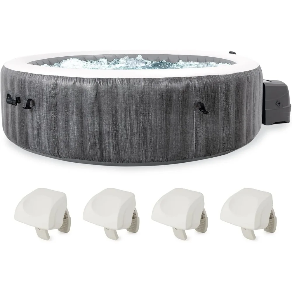 

Outdoor Hot Tub with 4 Pack Cushioned Foam Headrest Pillow, Hots Tubs Spa Accessory, Inflatable Hot Tub Bubble Jet Spa