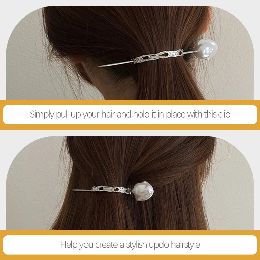 

2 Pcs Hair Accessories Pearl Hairpin Miss for Alloy Bun High Ponytail Cuff Barrettes