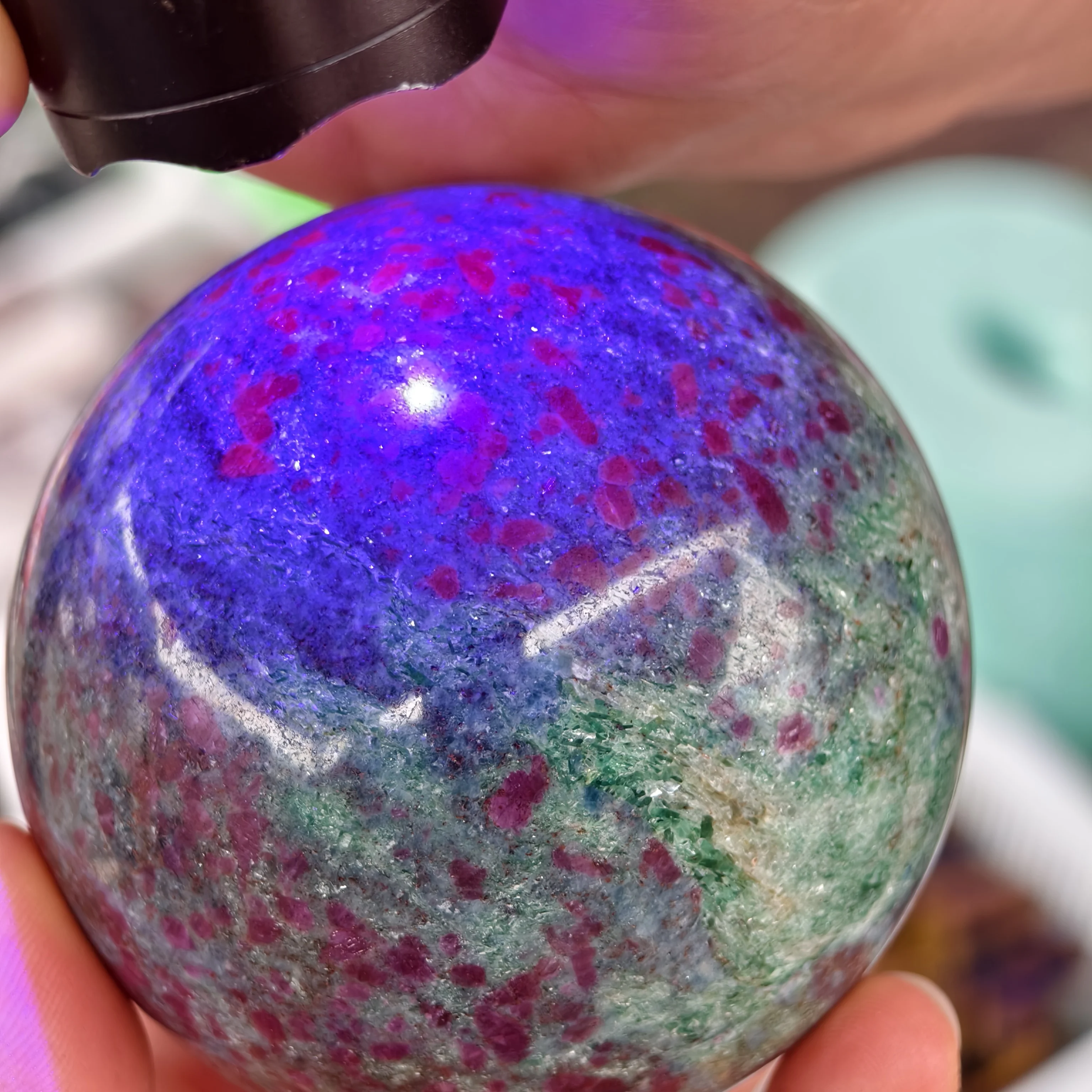 

Natural Red Blue And Green Treasure Balls, Quartz Crystal Ore Polished Balls, Look, Spiritual Energy, Healing Balls