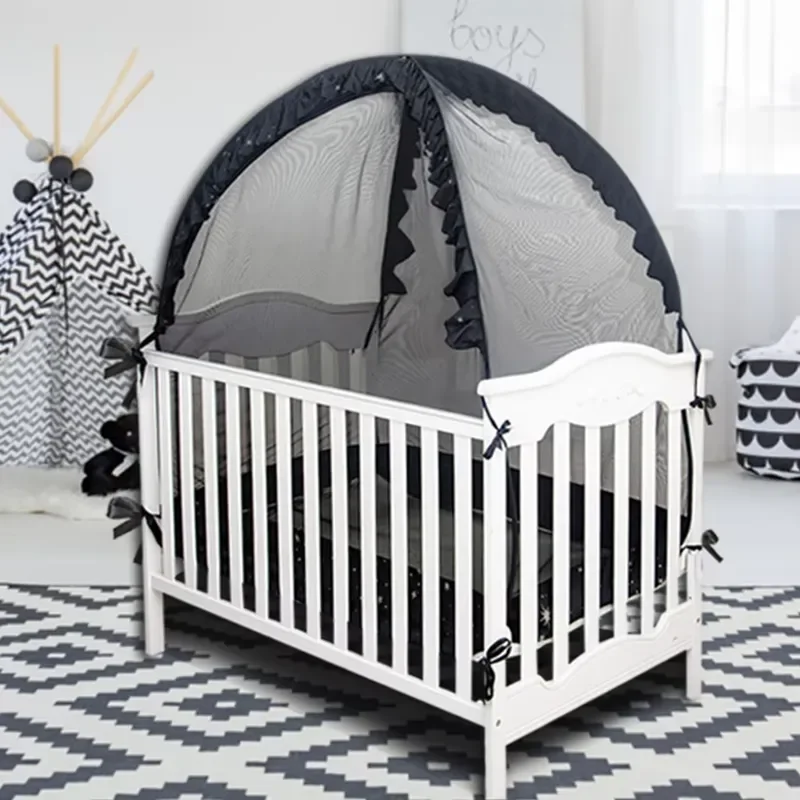 Folding baby mosquito net tent black luminous design portable round mosquito net