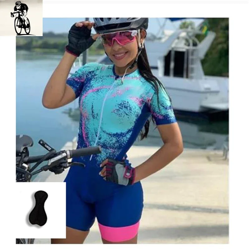 2025 Summer Short Sleeve Bicycle Bike Clothes, Women's Mountain Sports Bike Sets, Breathable Triathlon Jumpsuit  Cycling  Suits