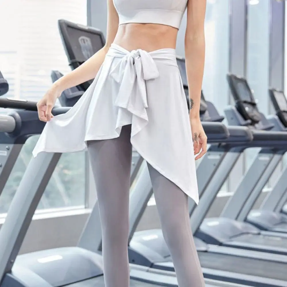 

Короткая юбка для йоги против пиков, дышащая, быстросохнущая, скрывающая бедра, многофункциональная однотонная юбка для танцев, закрывающая ягодицы, фитнес