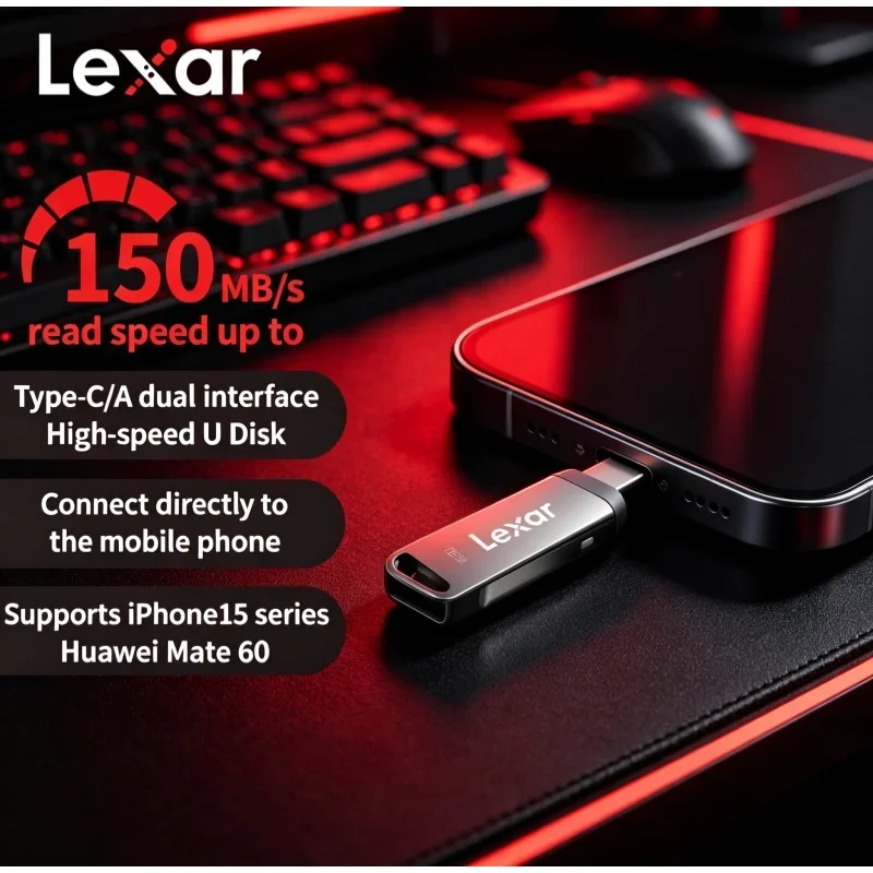 Fast Reading 150MB/s Dual‑Interface Flash Drive USB‑A Type‑C U Disk For Smartphone Laptop Office Data Transfer