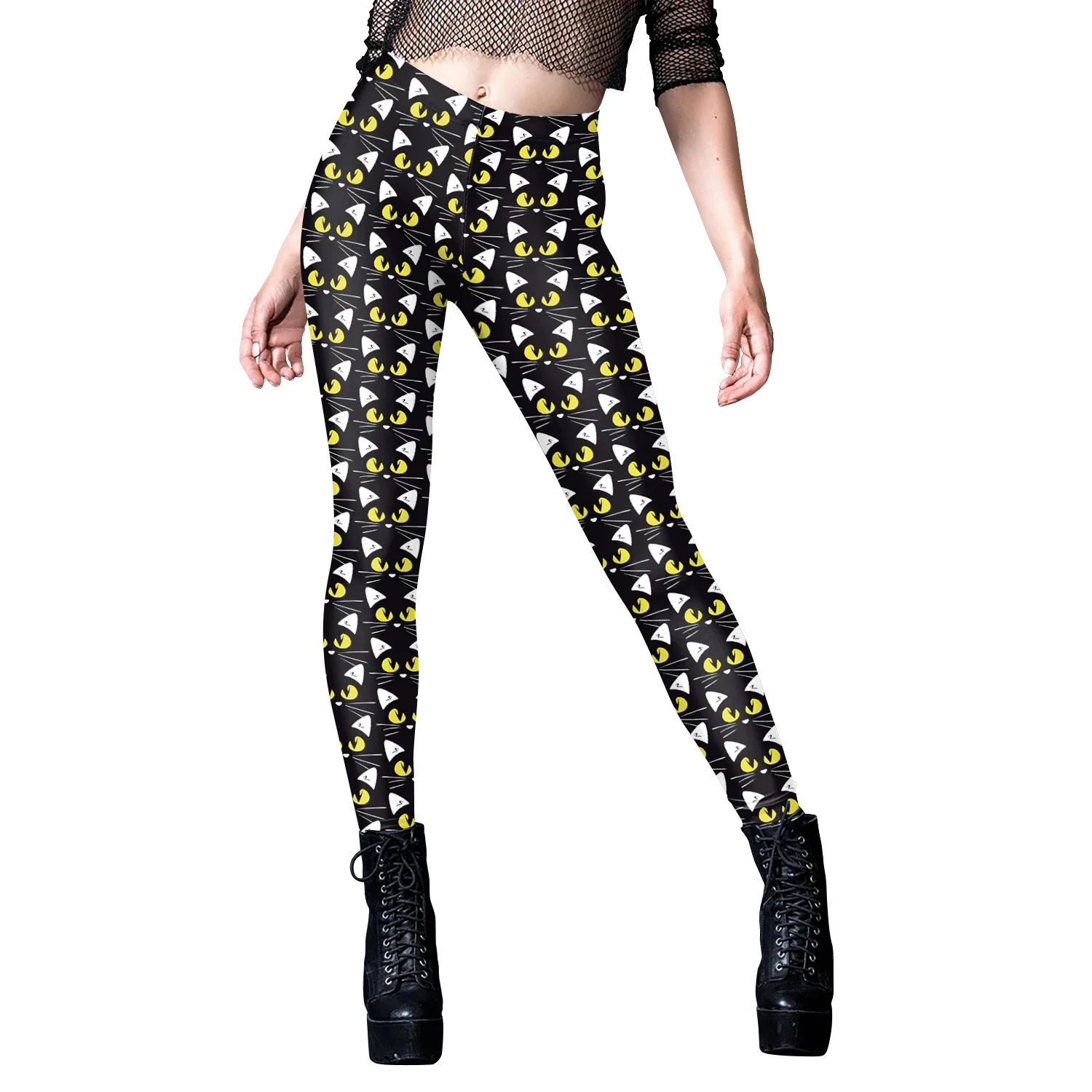 Leggings con estampado de calavera para mujer, pantalones de Cosplay de gato, entrenamiento elástico para Fitness, medias sexis para niñas, pantalones con parte inferior de LICRA