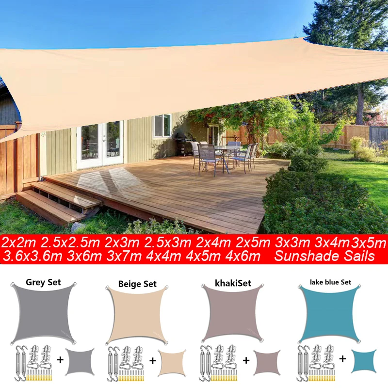 Outdoor Awnings Waterproof Sun Shade Sail Garden Canopi For Terrace Car Canvas Awning Rectangle Pool Sun-Shelter Sunshade Sail